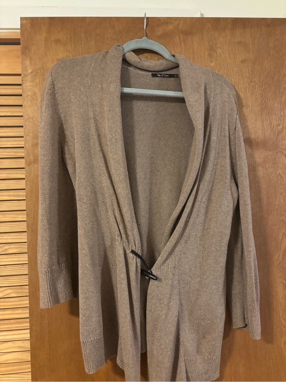 Noize Taupe-Brown Open Front Shawl Cardigan